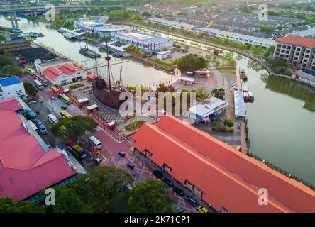 MALACCA, MALESIA - 12 marzo 2017: Arial View Malacca Maritime Museum a Malacca City il 12 agosto 2016 a Malacca, Malesia. Malacca è stato liste Foto Stock