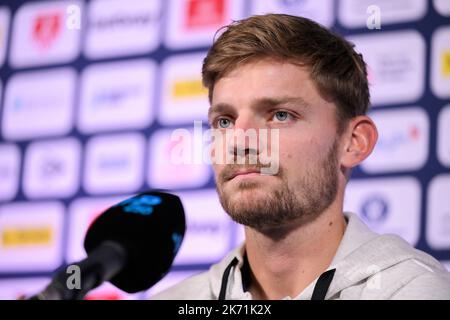 Il belga David Goffin ha illustrato nel corso di una conferenza stampa al torneo europeo Open Tennis ATP, ad Anversa, domenica 16 ottobre 2022. FOTO DI BELGA LAURIE DIEFFEMBACQ Foto Stock