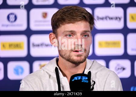 Il belga David Goffin ha illustrato nel corso di una conferenza stampa al torneo europeo Open Tennis ATP, ad Anversa, domenica 16 ottobre 2022. FOTO DI BELGA LAURIE DIEFFEMBACQ Foto Stock