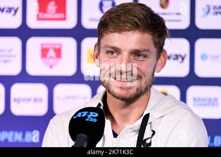 Il belga David Goffin ha illustrato nel corso di una conferenza stampa al torneo europeo Open Tennis ATP, ad Anversa, domenica 16 ottobre 2022. FOTO DI BELGA LAURIE DIEFFEMBACQ Foto Stock