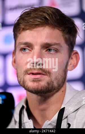 Il belga David Goffin ha illustrato nel corso di una conferenza stampa al torneo europeo Open Tennis ATP, ad Anversa, domenica 16 ottobre 2022. FOTO DI BELGA LAURIE DIEFFEMBACQ Foto Stock