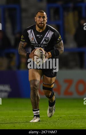 Nelson Asofà-Solomona della Nuova Zelanda durante la partita di Coppa del mondo di Rugby League 2021 Nuova Zelanda vs Libano all'Halliwell Jones Stadium di Warrington, Regno Unito, 16th ottobre 2022 (Photo by Craig Thomas/News Images) in, il 10/16/2022. (Foto di Craig Thomas/News Images/Sipa USA) Credit: Sipa USA/Alamy Live News Foto Stock