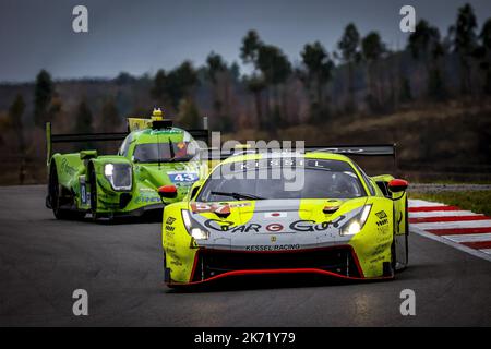 57 Jensen Mikkel (dnk), Kimura Takeshi (jpn), SCHANDORFF Frederik (dnk), Car Guy Racing, Ferrari 488 GTE, Azione durante la 4 ore di Portimao 2022, 6th° round della 2022 European le Mans Series sul circuito Internazionale dell'Algarve dal 14 al 16 ottobre, a Portimao, Portogallo - Foto: Paulo Maria/DPPI/LiveMedia Foto Stock