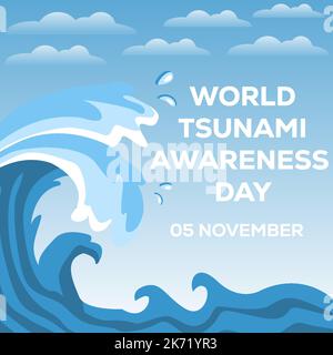 illustrazione del design della giornata mondiale di consapevolezza dello tsunami Illustrazione Vettoriale