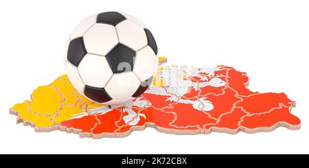 Pallone da calcio con mappa del concetto Bhutan, 3D rendering isolato su sfondo bianco Foto Stock