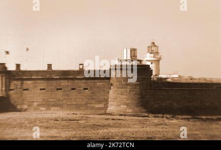 Vintage New Brighton, 1970. Perch Rock o la batteria. Wallasey, Merseyside Foto Stock