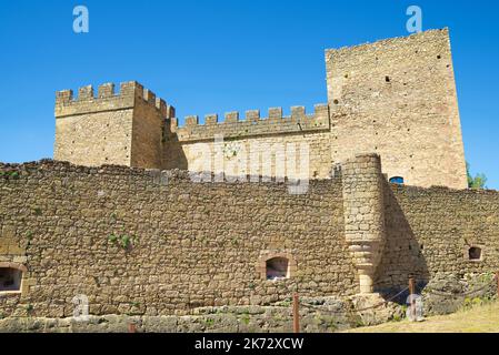 Castello nel villaggio di Pedraza, provincia di Segovia, Castilla Leon in Spagna Foto Stock