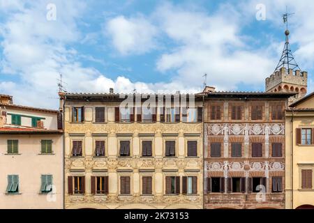 Antichi palazzi nel centro storico di Figline Valdarno, Firenze, Italia Foto Stock