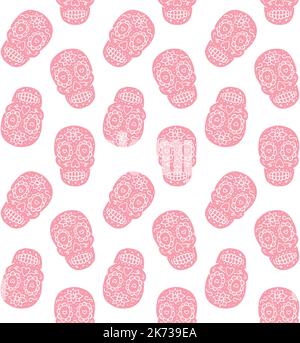 Modello vettoriale senza giunture del cranio dello zucchero messicano Illustrazione Vettoriale