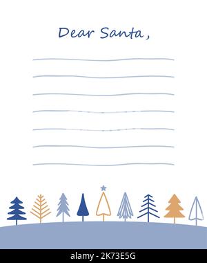 lettera della lista dei desideri di natale a babbo natale per i bambini Illustrazione Vettoriale