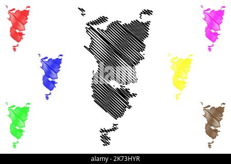 Isola di Eriskay (Regno Unito di Gran Bretagna e Irlanda del Nord, Scozia, Ebridi esterne) illustrazione vettoriale mappa, schizza isola di Eirík Illustrazione Vettoriale