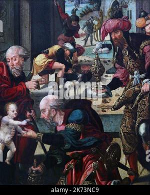 L'Adorazione dei Magi di Pieter Coecke van Aelst - (1502-1550). Pittore fiammingo. Foto Stock