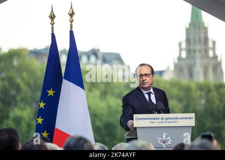 Discorso di Francois Hollande in occasione della commemorazione del genocidio armeno. Foto Stock