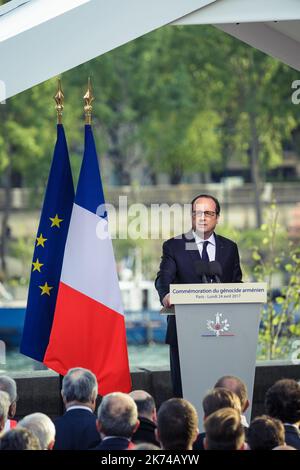 Discorso di Francois Hollande in occasione della commemorazione del genocidio armeno. Foto Stock