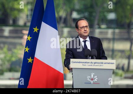 Discorso di Francois Hollande in occasione della commemorazione del genocidio armeno. Foto Stock