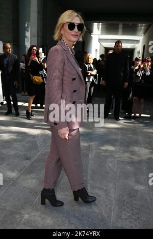 Cate Blanchett al Giorgio Armani Show durante la settimana della moda di Milano Abbigliamento Donna Primavera Estate 2018, a Milano il 22 settembre 2017 Foto Stock