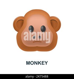 Icona scimmia. 3d illustrazione dalla raccolta della testa animale. Creative Monkey 3D icona per web design, modelli, infografiche e altro ancora Illustrazione Vettoriale