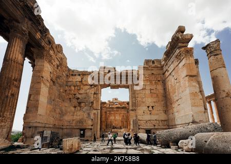 Römische Tempelanlage a Baalbek in der Beeka-Ebene, Libanon Foto Stock