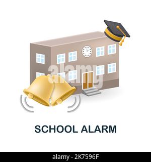 Icona allarme Shcool. 3d illustrazione dalla collezione di ritorno a scuola. Creative Shcool Alarm 3D icona per web design, modelli, infografiche e altro ancora Illustrazione Vettoriale