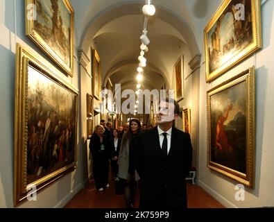 il presidente francese Emmanuel Macron visita il Museo Fesch di Ajaccio, isola di Corsica, Francia, 06 febbraio 2018 Foto Stock