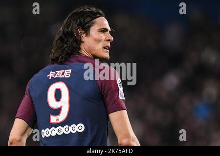 Paris Saint Germain's Edinson Cavani durante la partita di calcio francese Ligue 1 tra Paris Saint Germain (PSG) e il Racing Club Strasbourg Alsace allo stadio Parc des Princes di Parigi (Francia), 17 febbraio 2018. Foto Stock