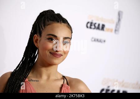 43rd Cesar Awards tenutosi presso la Salle Pleyel di Parigi, in Francia, il 2nd marzo 2018 Camélia Jordana, meilleur espoir féminin Foto Stock