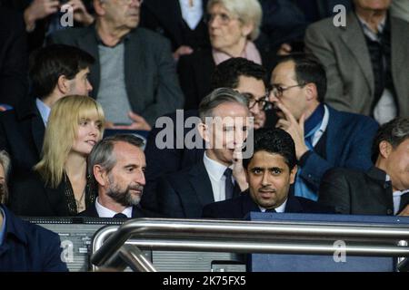 Jean Claude Blanc et Nasser El Khelaifi durante la partita di Parigi Saint-Germain vs MONACO Championnat de France Ligue 1 al Parc des Princes di Parigi Foto Stock