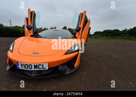 Test della McLaren 570 S a Lille, il 5 giugno 2018. Foto Stock