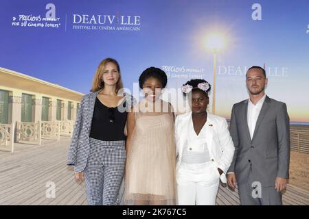 Jordana Spiro, Dominique Fishback, Tatum Marilyn Hall, Alvaro R Valente assistere a una fotocall per il film la notte si svolge durante il 44th Deauville American Film Festival a Deauville, in Francia, il 4 settembre 2018. Foto Stock