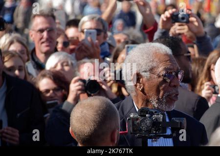 Morgan Freeman durante una fotocall al 44th Deauville American Film Festival 2018 in Francia il 7 settembre 2018. Foto Stock