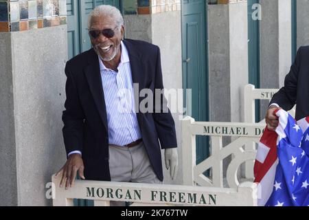 Morgan Freeman durante una fotocall al 44th Deauville American Film Festival 2018 in Francia il 7 settembre 2018. Foto Stock