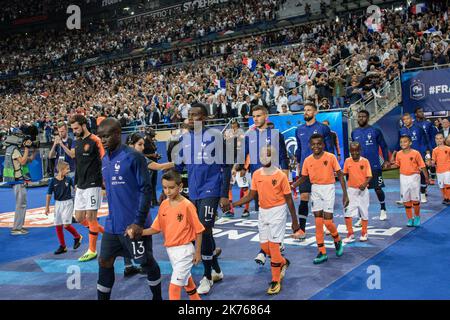 Squadra francese durante la partita di calcio della UEFA Nations League Francia contro l'Olanda il 9 settembre 2018 allo Stade de France di Saint Denis, Francia. Foto Stock