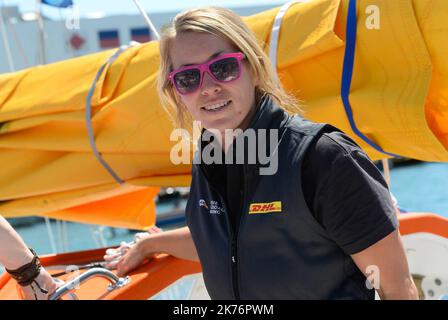 Susie Goodall durante il ritorno del 1968 Sunday Times Golden Globe Yacht Race. Foto Stock