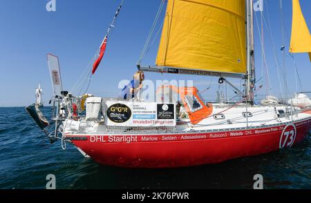 Susie Goodall durante il ritorno del 1968 Sunday Times Golden Globe Yacht Race. Foto Stock