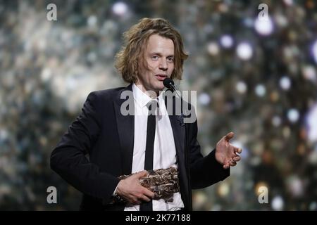 ©Olivier CORSAN/MAXPPP - France 22/02/2019 ; remise des prix lors de la 44e cérémonie des César, salle Pleyel à Paris, le 22 février 2019. 44th° cerimonia annuale di premiazione Cesar tenutasi presso la Sala dei Concerti Salle Pleyel di Parigi, 22 febbraio 2019. Le César du meilleur acteur est attribué à Alex Lutz Foto Stock