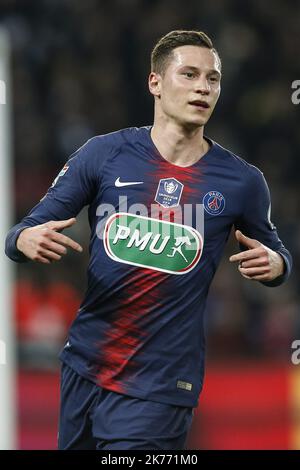 Julian Draxler di Parigi Saint-Germain reagisce durante la partita di Coppa di Francia tra Parigi Saint Germain (PSG ) e Digione (DFCO ) al Parc des Princes di Parigi, Francia. 26.02.2019 Foto Stock