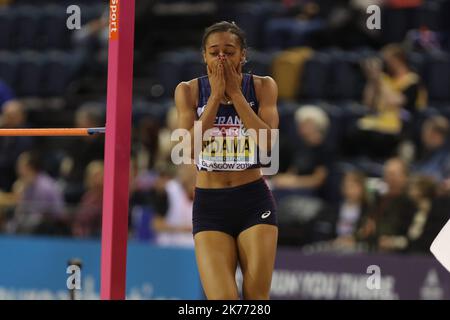 Solene Ndama di Francia Pentathlon High Jump durante i Campionati europei di atletica indoor Glasgow 2019 il 1 marzo 2019 all'Emirates Arena di Glasgow, Scozia Foto Stock