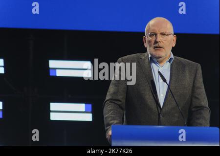 Il candidato alla guida della Commissione europea Frans TIMMERMANS (gruppo PS-e), in una conferenza stampa a seguito dei risultati delle elezioni europee del 2019. Foto Stock