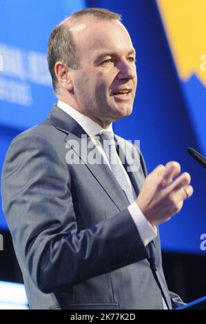 Il candidato al capo della Commissione europea Manfred Weber (gruppo PPE), in una conferenza stampa a seguito dei risultati delle elezioni europee del 2019. Foto Stock