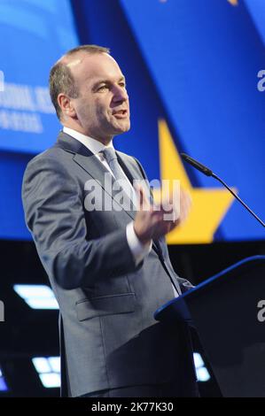 Il candidato al capo della Commissione europea Manfred Weber (gruppo PPE), in una conferenza stampa a seguito dei risultati delle elezioni europee del 2019. Foto Stock