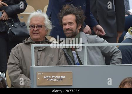 ©FRANCK CASTEL/MAXPPP - Celebrities at 2019 French Open - Day tredici PARIGI, FRANCIA - 07 GIUGNO: romain duris partecipa al 2019 French Tennis Open - Day tredici al Roland Garros il 07 giugno 2019 a Parigi, Francia Foto Stock