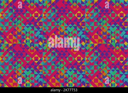 Mosaico vettoriale astratto senza cuciture realizzato in triangoli, forme audaci e colori che richiedono attenzione Illustrazione Vettoriale