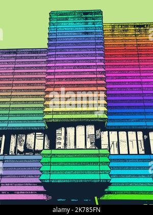 Il centro di Birmingham, dai colori vivaci e vivaci, è una serie di opere d'arte digitali ispirate alla variegata comunità di Birmingham Foto Stock