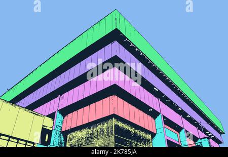 Il centro di Birmingham, dai colori vivaci e vivaci, è una serie di opere d'arte digitali ispirate alla variegata comunità di Birmingham Foto Stock