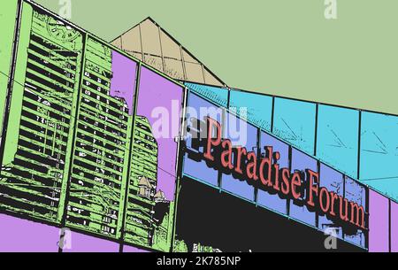 Il centro di Birmingham, dai colori vivaci e vivaci, è una serie di opere d'arte digitali ispirate alla variegata comunità di Birmingham Foto Stock