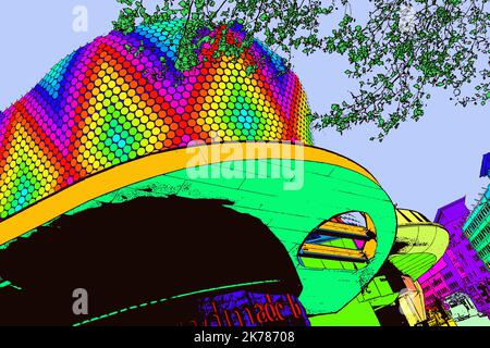 Il centro di Birmingham, dai colori vivaci e vivaci, è una serie di opere d'arte digitali ispirate alla variegata comunità di Birmingham Foto Stock