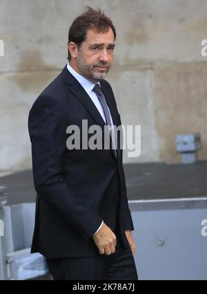 Ex presidente francese Jacques Chirac funerale all'Eglise Saint-Sulpice (Chiesa di San Sulpito) a Parigi il 30 settembre 2019, nella foto: Christophe Castaner. Â Pierre Teyssot / Maxppp Foto Stock