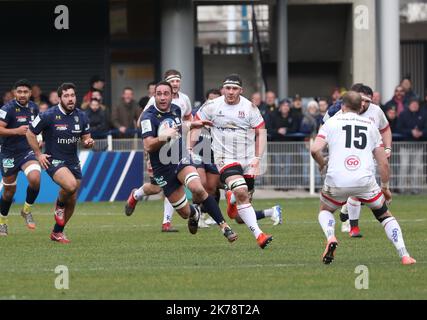 COPPA DEI CAMPIONI di rugby – ASM Clermont Auvergne vs Ulster Rugby. Le 11 janvier 2020. Stade Marcel Michelin, Clermont-Ferrand (63). Foto Stock