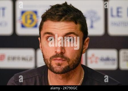 Conférence de presse avec Gilles SIMON. Lieux: Palais des Sports. Foto Stock