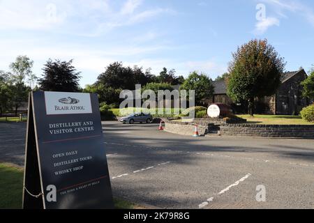 Esterno della distilleria Blair Atholl Pitlochry Scotland Agosto 2021 Foto Stock